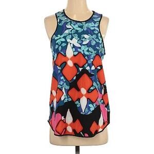 Peter Pilotto Tank Top Blue Orange Summer Colorful Vacation Cruise Artsy Coastal